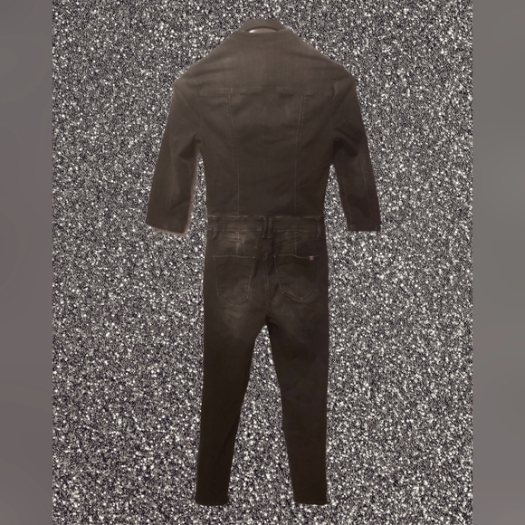 Size 28 Black Cut-Out/Distressed Jean bebe Jumpsuit - Picture 2 of 3